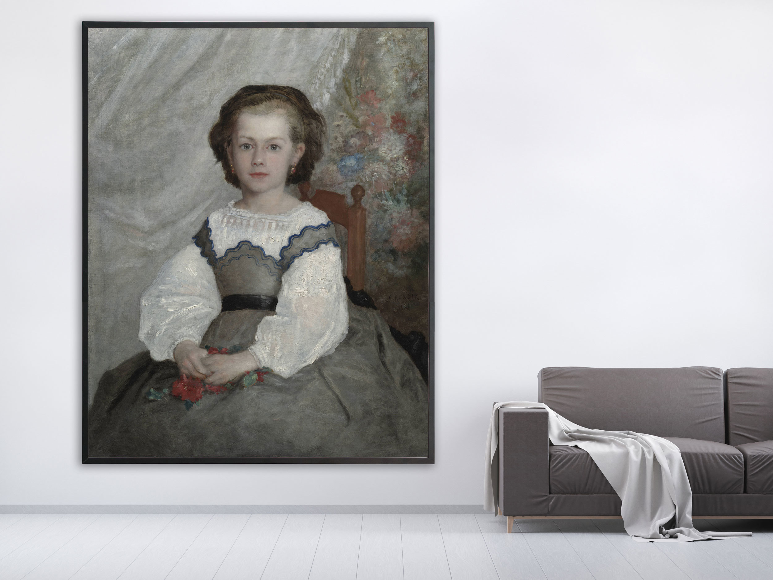Auguste Renoir - Mademoiselle Romaine Lascaux, 1864, Bilderrahmen schwarz