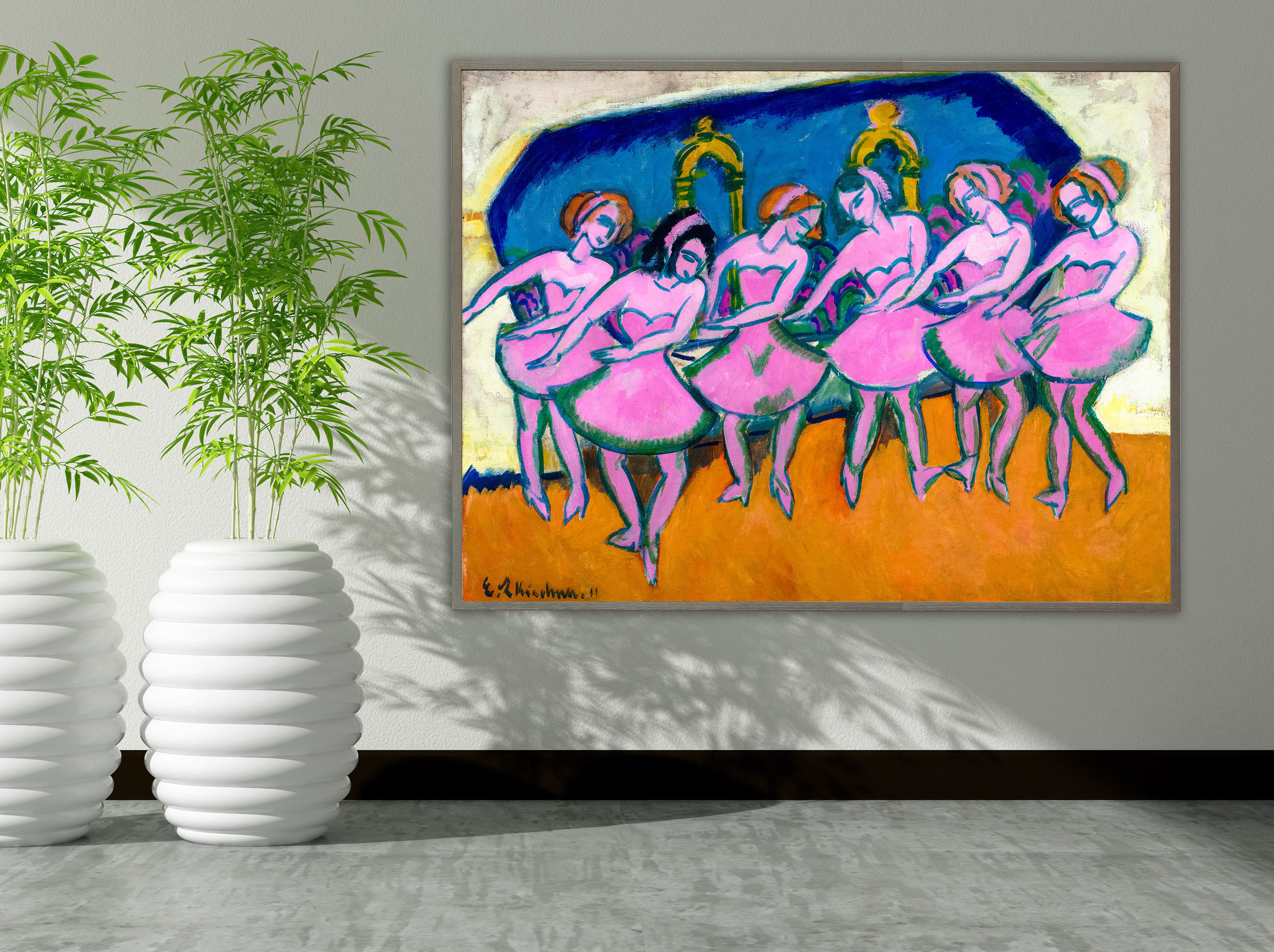 Ernst Ludwig Kirchner - Six Dancers, 1911, Bilderrahmen grau